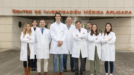 Inma Rodríguez, Doina Cuculescu, Miguel Fernández de Sanmamed, Iñaki Eguren, Pedro Berraondo, Ignacio Melero, Gracián Camps, Paula Martín y Eva Fernández de Piérola, del grupo de investigación del Cima Universidad de Navarra