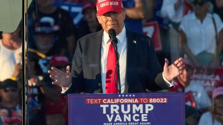 El candidato presidencial republicano Donald Trump, en Coachella, California