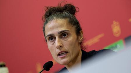 Montse Tomé, seleccionadora nacional femenina, este jueves en su comparecencia ante la prensa