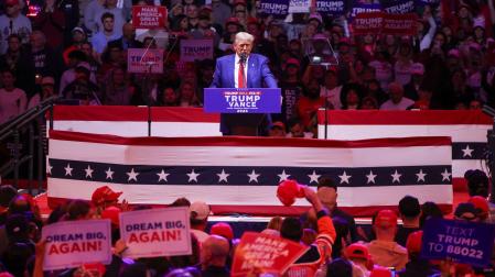 Donald Trump durante el mitin en el Madison Square Garden de Nueva York