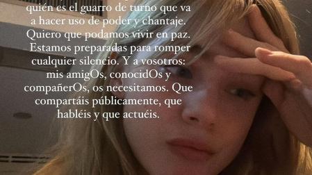La actriz con parte del texto publicado en Instagram a favor de la lucha contra los abusos sexuales