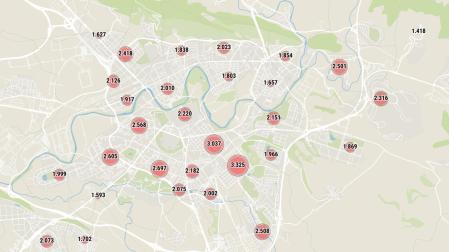 Pulse en el gráfico situado en la parte inferior para ver los datos completos de cada zona