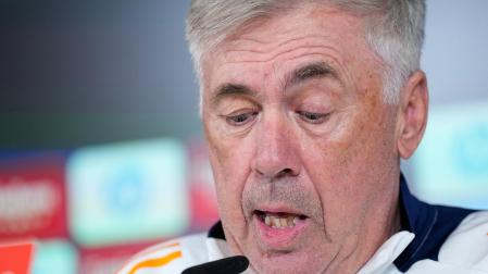 El entrenador del Real Madrid, Carlo Ancelotti, en la rueda de prensa de este viernes