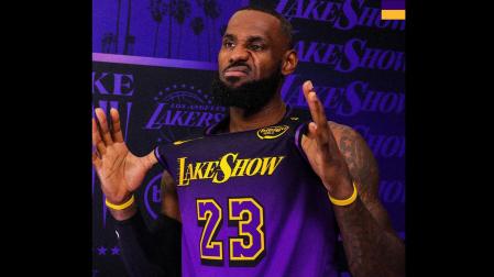 LeBron James, con la camiseta 'City Edition' de Los Angeles Lakers