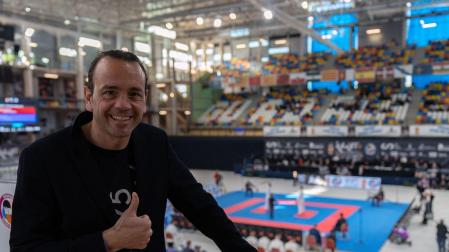 Óscar Martínez de Quel, profesor de la UPNA, durante el Campeonato de Europea de Kárate del año pasado