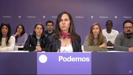 La secretaria general de Podemos, Ione Belarra, durante su intervención en el Consejo Ciudadano Estatal del partido