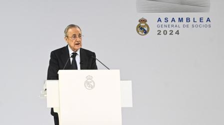 Florentino Pérez, presidente del Real Madrid, durante la asamblea del club blanco