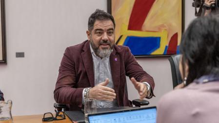 El socialista Ramón Alzórriz, este lunes en la Junta de Portavoces del Parlamento de Navarra
