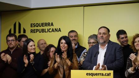 Oriol Junqueras celebra con su candidatura su pase a la segunda vuelta para presidir ERC