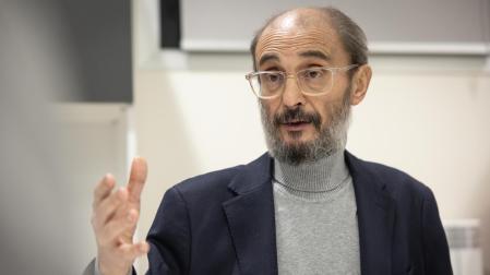 Javier Lambán, ayer durante su visita a Tudela