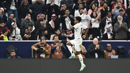 Rodrygo celebra su tanto a Pachuca en la Intercontinental