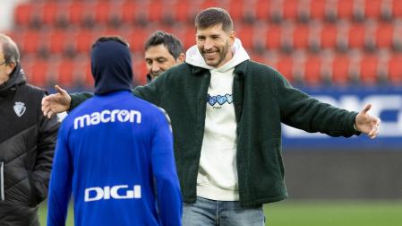David García, este jueves en el entrenamiento de Osasuna en El Sadar