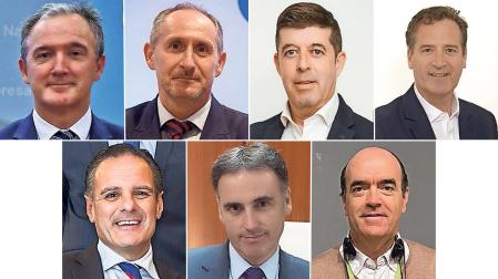 Juan Manuel Gorostiaga (Mutua Navarra), José Manuel Erro (Grupo La Información), Antonio Velázquez (NEDGIA Navarra), Eduardo Ryan (Iberdrola), Fermín Elizalde (Grupo ISN), Pedro Osacar (Mutuavenir Seguros) y Javier Galardi (Sedena)