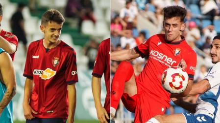 A LA IZQUIERDA, EL DEBUT. Aimar Oroz se estrenó con el primer equipo el 31 de mayo de 2019 en Córdoba. A LA DERECHA, EL PARTIDO 100. El canterano alcanzó el centenar de encuentros con Osasuna en Tenerife