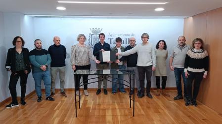 Representantes del PSN, Bildu, IT, Geroa Bai y Contigo en el Ayuntamiento de Tafalla