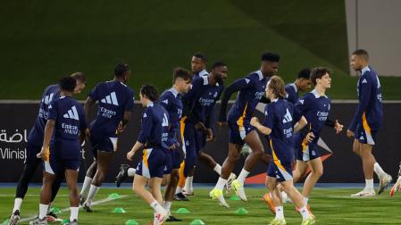 Los jugadores del Real Madrid, en su sesión de entrenamiento en Yeda