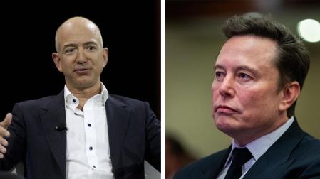 Jeff Bezos, el fundador de Amazon, y Elon Musk, fundador de Tesla y propietario de X