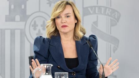 La ministra de Educación, Formación Profesional y Deportes, Pilar Alegría, interviene durante una rueda de prensa posterior a la reunión del Consejo de Ministros