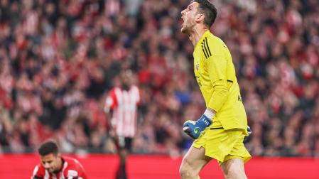Sergio Herrera celebra una acción en la semifinal disputada en San Mamés.