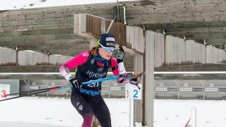 La burladesa Irati Cuadrado Noáin, durante un biatlón pasado