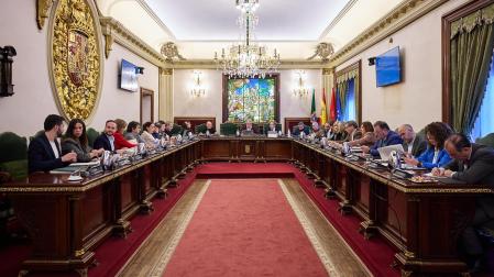 Vista general del primer pleno anual del Ayuntamiento de Pamplona este 16 de enero /