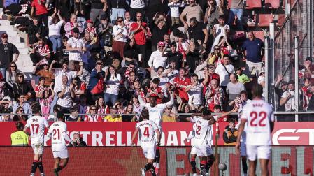 Lukebakio celebra el gol que le daba la victoria en Girona