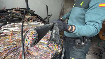 La Guardia Civil, con parte del cableado recuperado en La Rioja de un robo cometido entre Espronceda y Torres del Río
