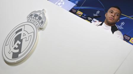 El delantero francés del Real Madrid, Kylian Mbappé, durante la rueda de prensa previa al choque de Champions 7