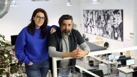 Lorena Ares y Carlos F. de Vigo en las instalaciones del estudio Dr. Platypus & Ms. Wombat en Pamplona