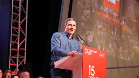 Pedro Sánchez, en su intervención en la clausura del XV Congreso Regional del PSOE de Canarias