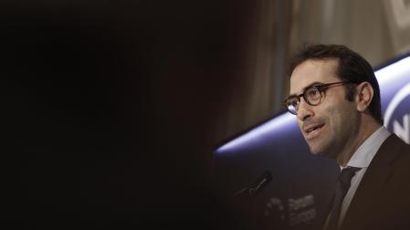 Carlos Cuerpo, durante su intervención este miércoles en el desayuno informativo de Nuevo Economía Forum