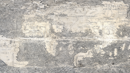 El mapa Ostrich Egg, uno de los dos que muestran la frase "Hic sunt dracones"