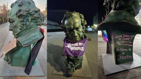 Varios de los bustos de los Goya que han aparecido pintados