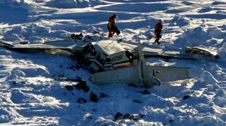 Restos de la avioneta accidentada