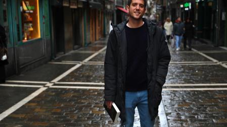 Javier Lerín, la semana pasada, en la calle Estafeta de Pamplona