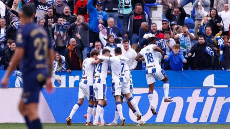 Los jugadores del Leganés celebran el tanto de Munir que ponía el 3-3 en el marcador /