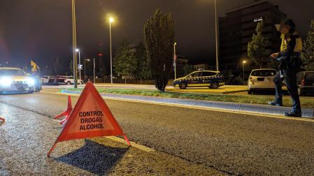 Imagen de un control de Policía Municipal de Pamplona.