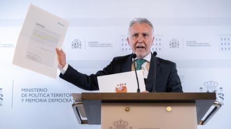 Ángel Víctor Torres, en un momento de su comparecencia ante los medios este martes