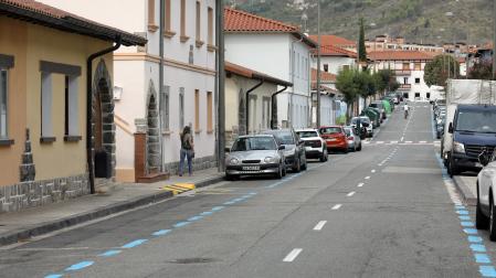 La zona azul al poco de implantarse en la Txantrea, en 2021.