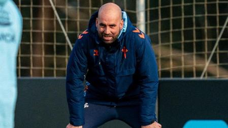 Claudio Giráldez durante un entrenamiento anterior del Celta