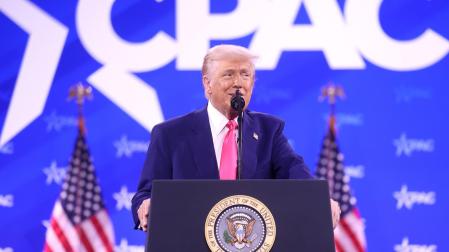 Donald Trump, durante su intervención al término de la Conferencia Política de Acción Republicana
