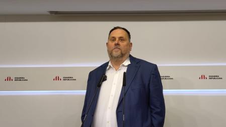 El líder de ERC, Oriol Junqueras, en rueda de prensa