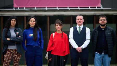 Marina Lameiro, Maddi Barber, Ana Comes, Declan Clarke y Emilio Hupe, ayer, en el Baluarte