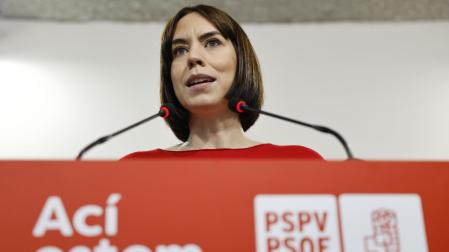 La secretaria general del PSPV-PSOE, Diana Morant, durante su comparecencia