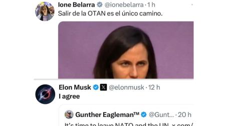 Ione Belarra y Elon Musk pidieron en X que Europa salga de la OTAN