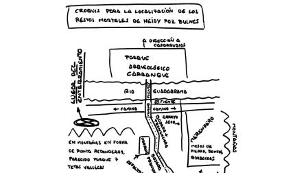 Croquis que incluye César Román en un escrito en el que detalla la localización de los restos de su pareja, asesinada en 2018 /