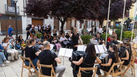 Imagen de una actuación de la Orquesta de Acordeones de la Escuela-Conservatorio de Tudela