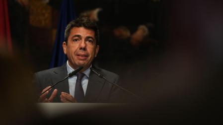 El presidente de la Generalitat Valenciana, Carlos Mazón, durante la presentación del informe de Diagnóstico del Plan de Recuperación Económica y Social de la Comunitat Valenciana