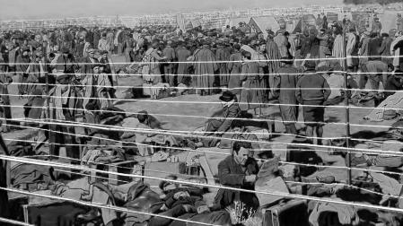 Fotograma de la cinta animada Flores bajo el hielo: refugiados españoles en un campo de concentración francés