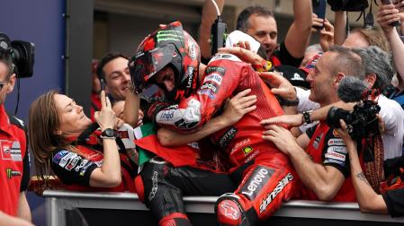 'Pecco' Bagnaia celebra la victoria en el GP Las Américas de MotoGP
